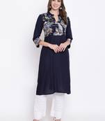 Blue printed cotton ethnic-kurtis