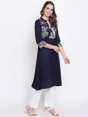 Blue printed cotton ethnic-kurtis 3