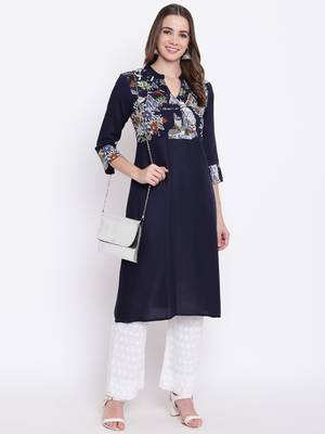 Blue printed cotton ethnic-kurtis 5