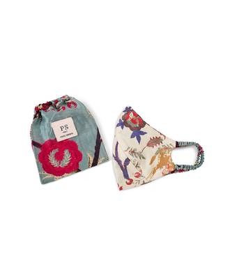 PS Pret by Payal Singhal Giraffe and Chintz Print Reversible 3 Ply Mask with Pouch 2