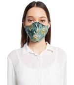 PS Pret by Payal Singhal White and Blue Ikat Love Print Reversible 3 Ply Mask with Pouch