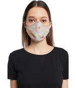 PS Pret by Payal Singhal Grey and Lavender Bandhani Kilim Print Reversible 3 Ply Mask with Pouch