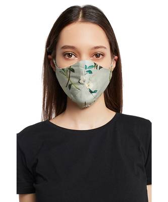 PS Pret by Payal Singhal Aqua and Ivory Titli Print Reversible 3 Ply Mask with Pouch 3