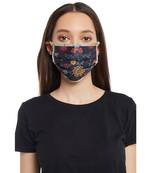PS Pret by Payal Singhal Navy Spring Print with Aqua Hand Painted Print Pleated 3 Ply Mask with Pouch