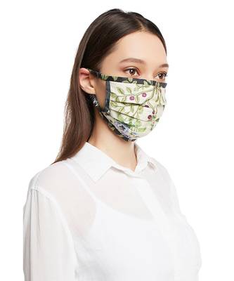 PS Pret by Payal Singhal Ivory and Black Titli Print Pleated 3 Ply Mask with Pouch 3