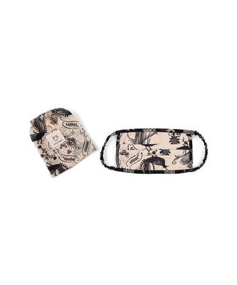 PS Pret by Payal Singhal Blush Jannat with Black Pine Cone Print Pleated 3 Ply Mask with Pouch 2
