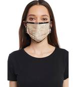 PS Pret by Payal Singhal Beige Khargosh with Black Pine Cone Print Pleated 3 Ply Mask with Pouch