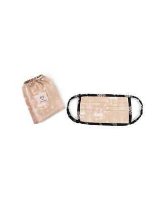 PS Pret by Payal Singhal Beige Khargosh with Black Pine Cone Print Pleated 3 Ply Mask with Pouch 2