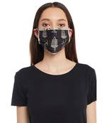 PS Pret by Payal Singhal Black Pine Cone with Blush Jannat Print Pleated 3 Ply Mask with Pouch