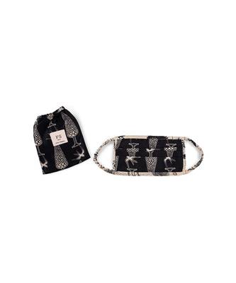 PS Pret by Payal Singhal Black Pine Cone with Blush Jannat Print Pleated 3 Ply Mask with Pouch 2