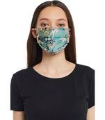 PS Pret by Payal Singhal Blue and Pink Ikat Love Print Pleated 3 Ply Mask with Pouch