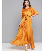 Ritu Kumar Half Sleeve Long Solid Kurta With Self Tie Detailing