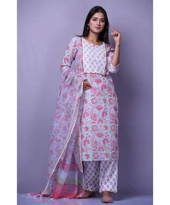 Peach And White Suit Set 1