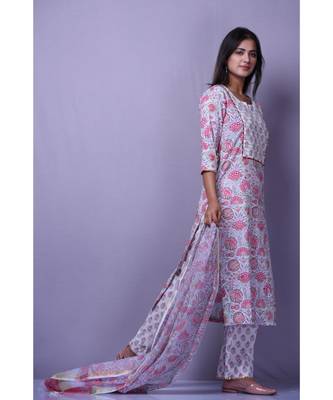 Peach And White Suit Set 2
