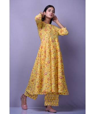 Yellow Printed Suit Set 1