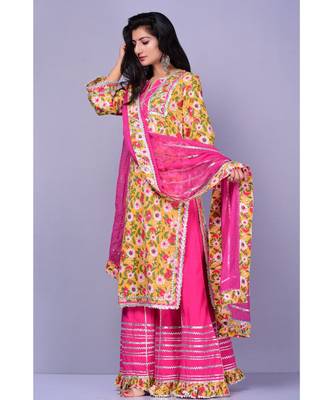 Yellow Gulbagh Suit Set 2