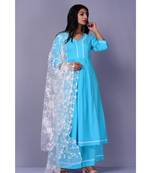 Firozi Suit with Net dupatta