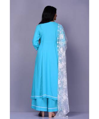 Firozi Suit with Net dupatta 2