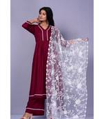 Burgandy Suit with Net dupatta