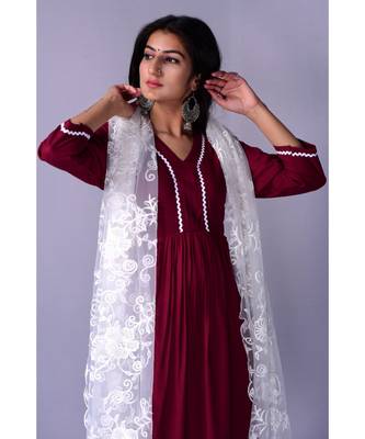 Burgandy Suit with Net dupatta 3