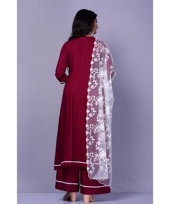 Burgandy Suit with Net dupatta 4