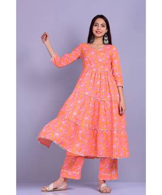 Peach Floral Anarkali 1