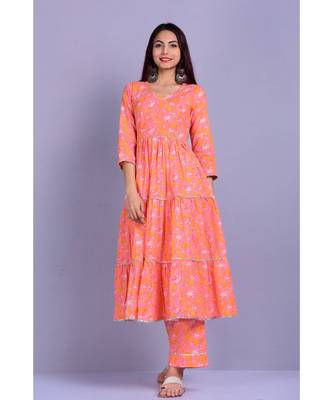 Peach Floral Anarkali 2