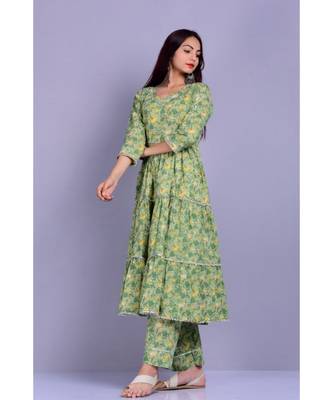 Dusty Green Floral Anarkali 1