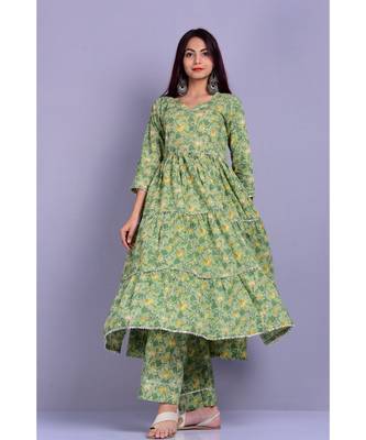 Dusty Green Floral Anarkali 2