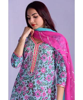 Green And Magenta Garara Set 4