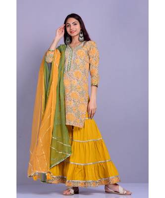 Mustard And Green Garara  Set 1