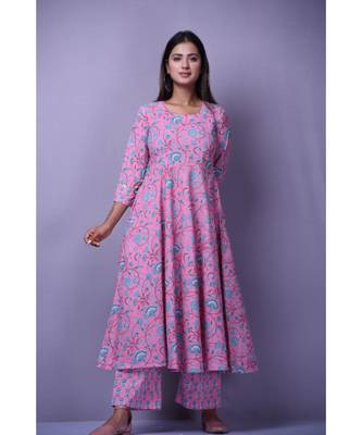 Baby Pink Printed Suit Set 1