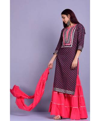 Black and Peach Garara Set 3