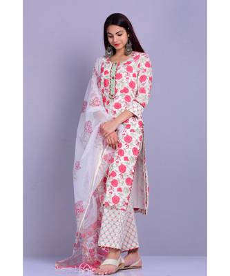 White Rose Print Suit Set 1