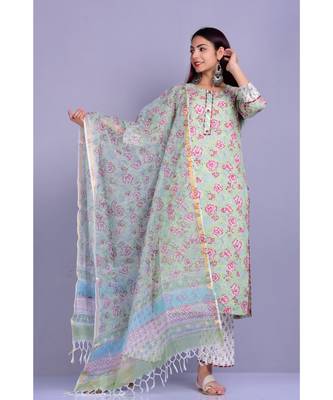 Mint Rose Print Suit Set 1