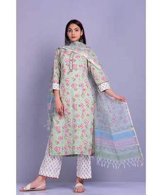 Mint Rose Print Suit Set 2