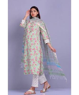Mint Rose Print Suit Set 3