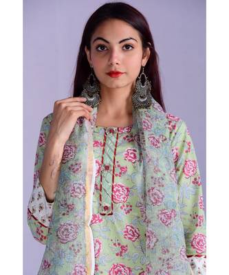 Mint Rose Print Suit Set 4