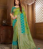Green woven banarasi saree with blouse