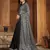 Sutram Black & Grey Lycra Printed Sari with Blouse Peice