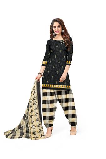 Black printed crepe salwar
