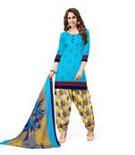 Kimisha Women's Sky Blue Crepe Printed Unstitched Salwar Suit Dress Material