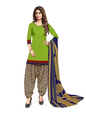 Kimisha Women's Light Green Crepe Printed Unstitched Salwar Suit Dress Material 1