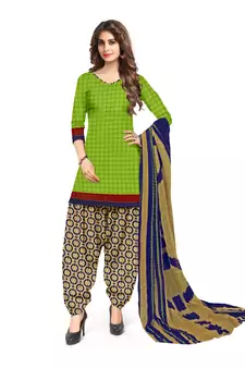 Kimisha Women's Light Green Crepe Printed Unstitched Salwar Suit Dress Material