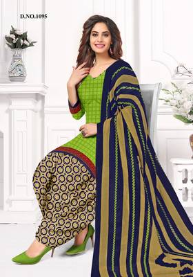 Kimisha Women's Light Green Crepe Printed Unstitched Salwar Suit Dress Material 3