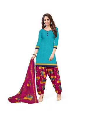 Kimisha Women's Sky Blue Crepe Printed Unstitched Salwar Suit Dress Material 1