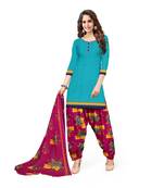 Kimisha Women's Sky Blue Crepe Printed Unstitched Salwar Suit Dress Material