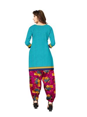 Kimisha Women's Sky Blue Crepe Printed Unstitched Salwar Suit Dress Material 2