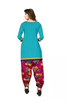 Kimisha Women's Sky Blue Crepe Printed Unstitched Salwar Suit Dress Material