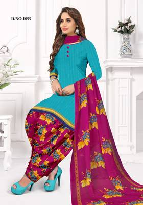 Kimisha Women's Sky Blue Crepe Printed Unstitched Salwar Suit Dress Material 3